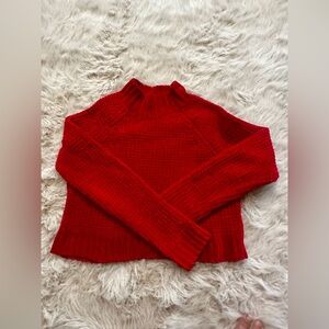 H&M DIVIDED Red Textured Mock Neck Crop Fitted Sweater | Women’s Size Small